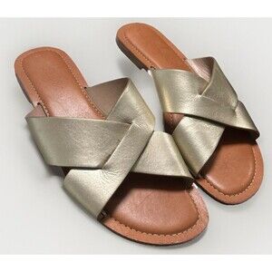 Jack Rogers Sloane X Band Boating Sandals Women's 8.5 M Gold Platinum